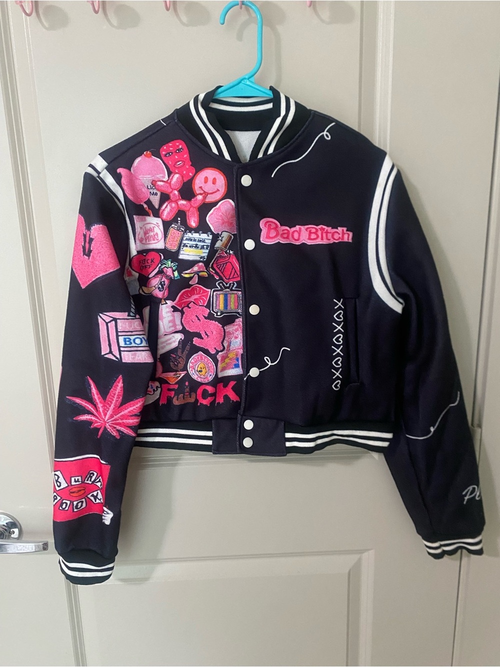 Black & Pink “Plastics” Varsity Jacket